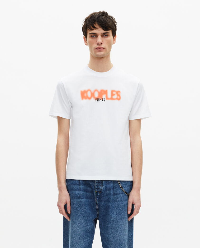 The Kooples HOMME WHITE t-shirt avec sérigraphie tag blanc