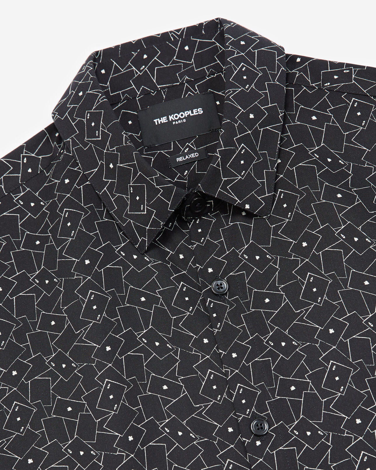 The Kooples MEN BLACK WHITE long black shirt with card motif