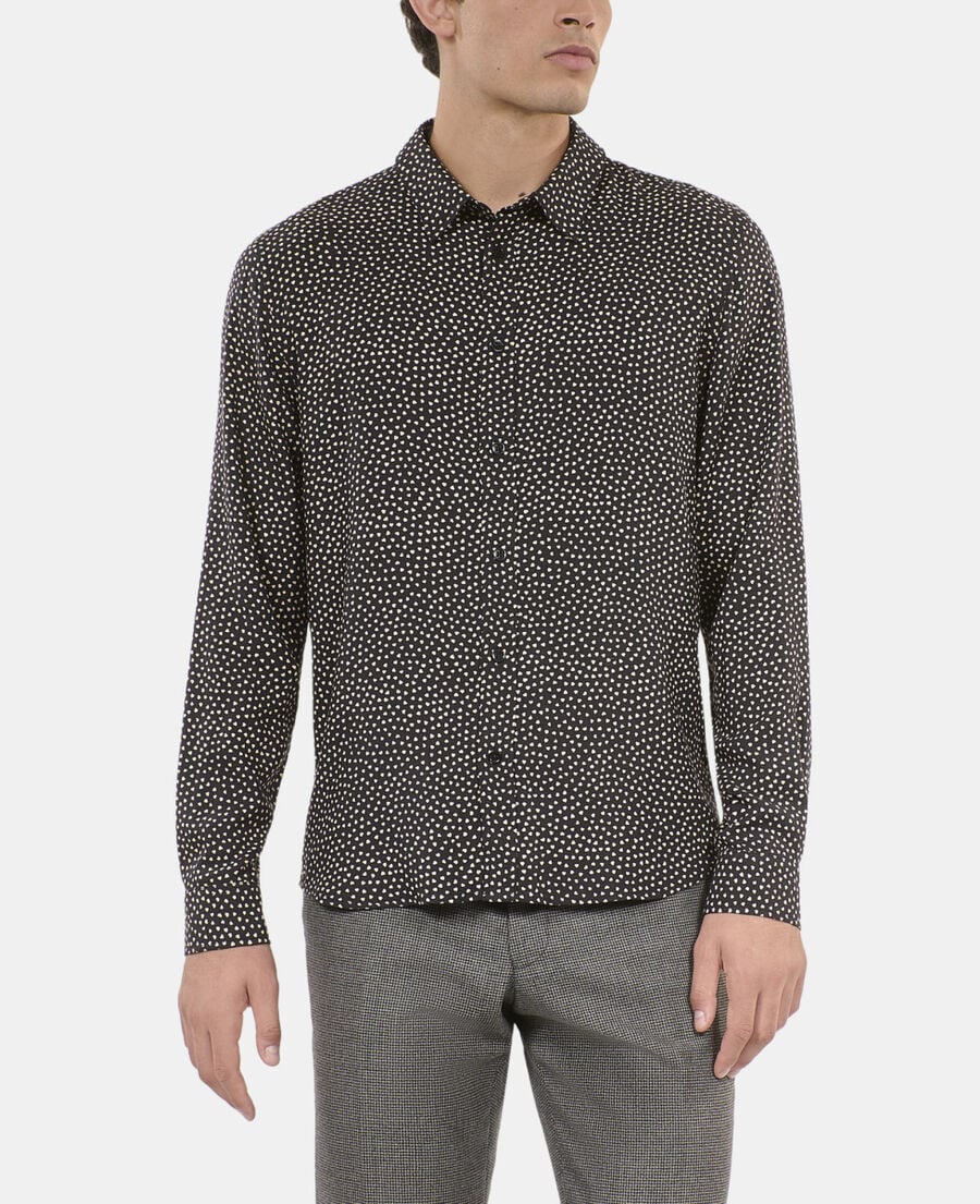 The Kooples MEN BLACK WHITE black and white hearts printed shirt