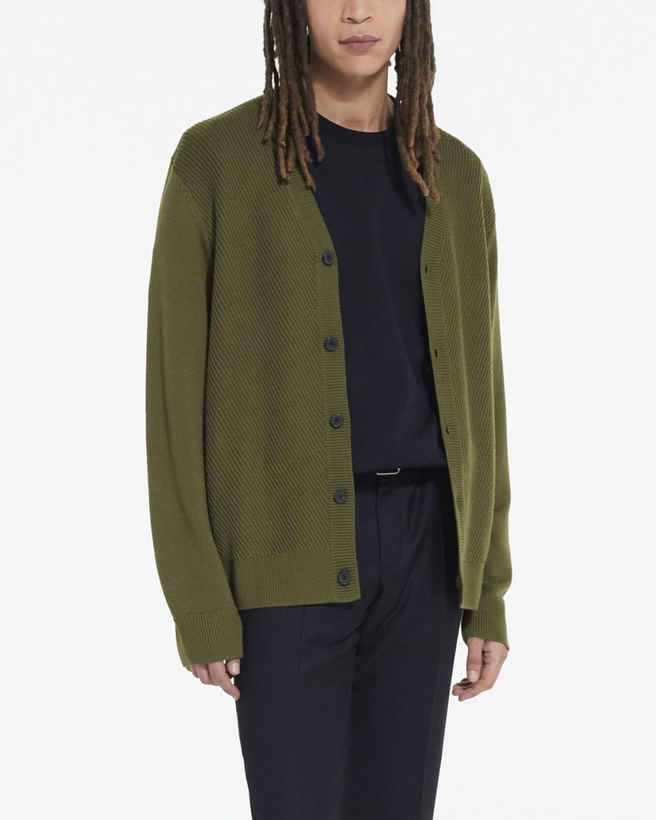 The Kooples MEN KAKI khaki wool cardigan