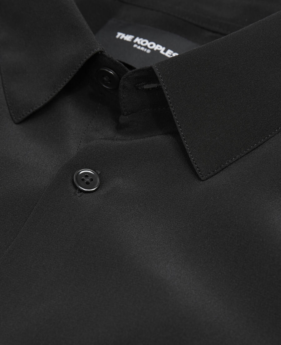 black classic-collar silk shirt