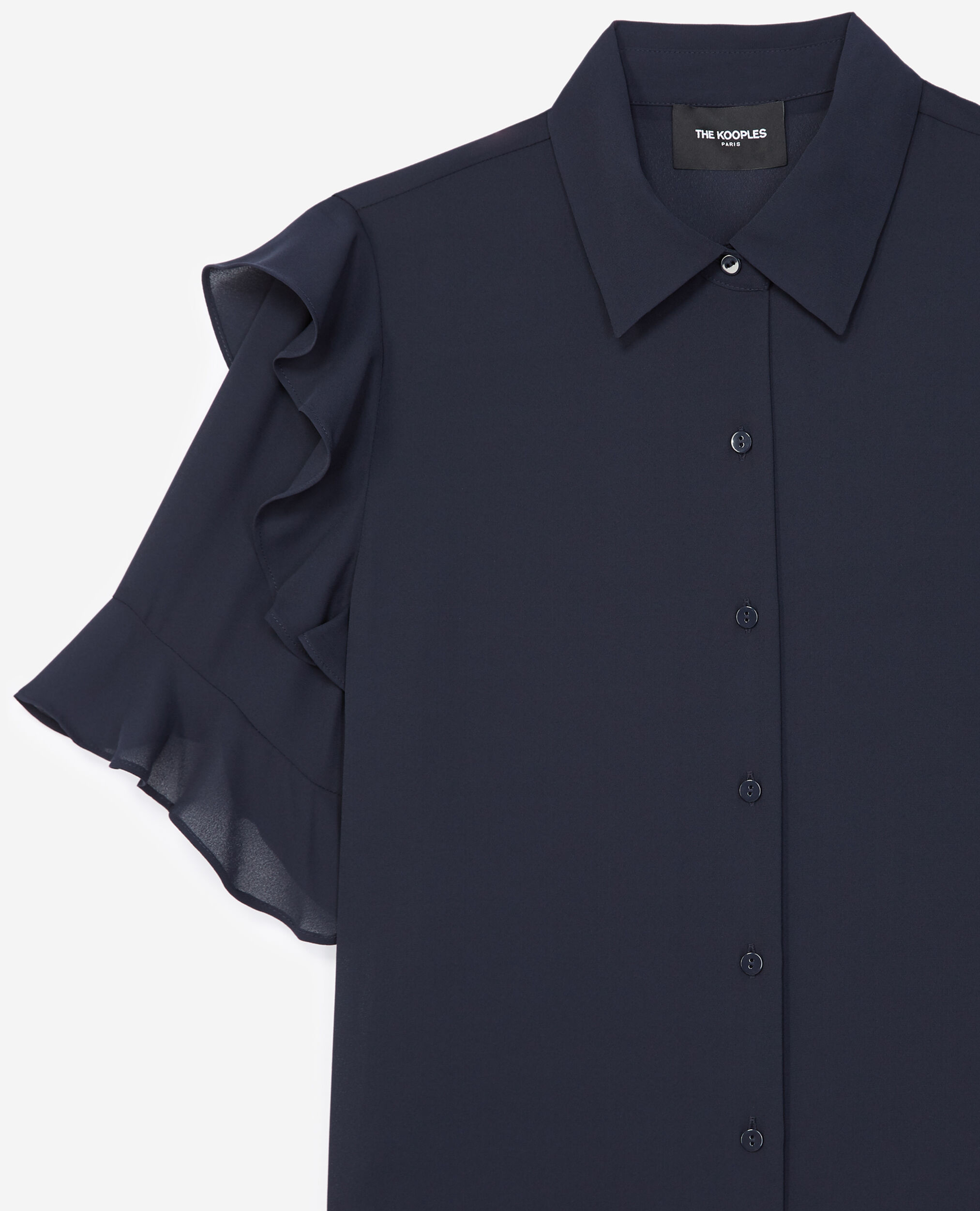 Chemise habillée bleu marine à volants, NAVY, hi-res image number null