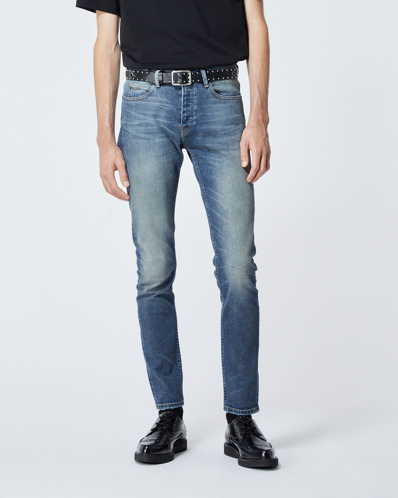 The Kooples HERREN BLUE DENIM blaue schmal geschnittene jeans