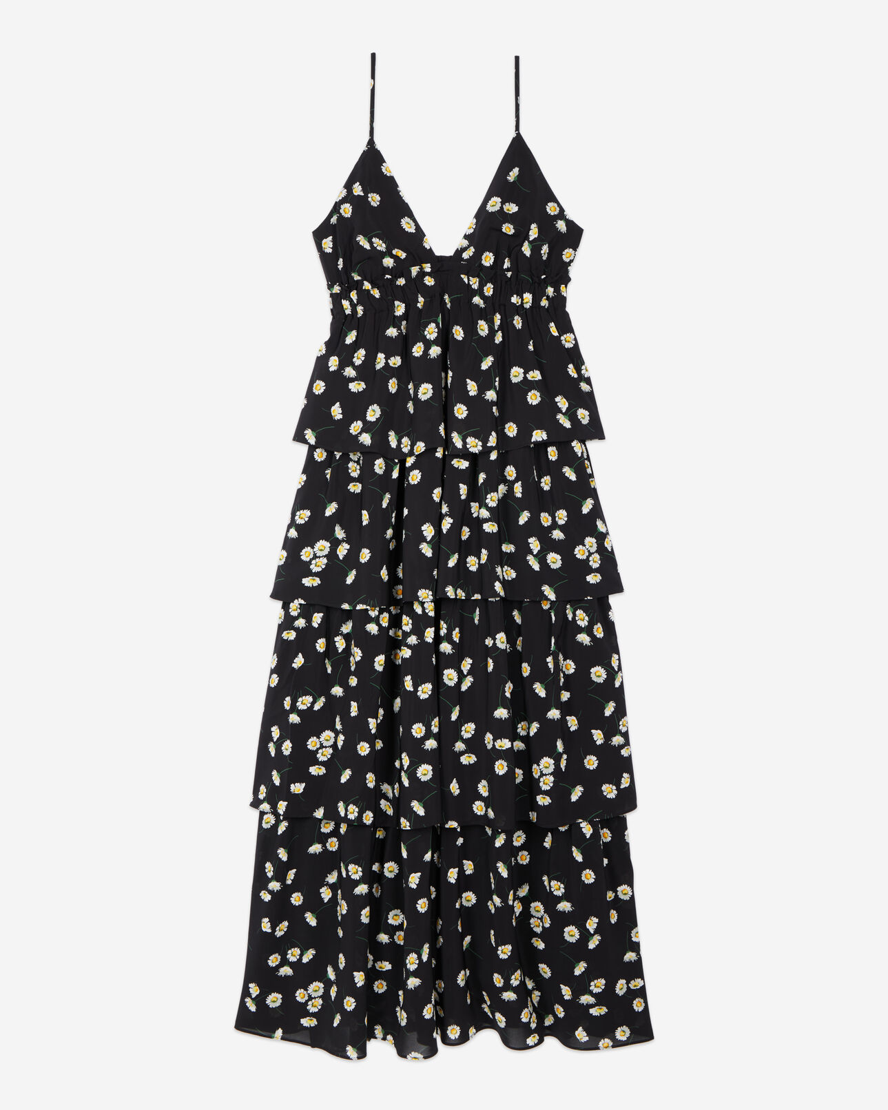 The Kooples FEMME BLACK WHITE robe longue avec imprimé fleuri