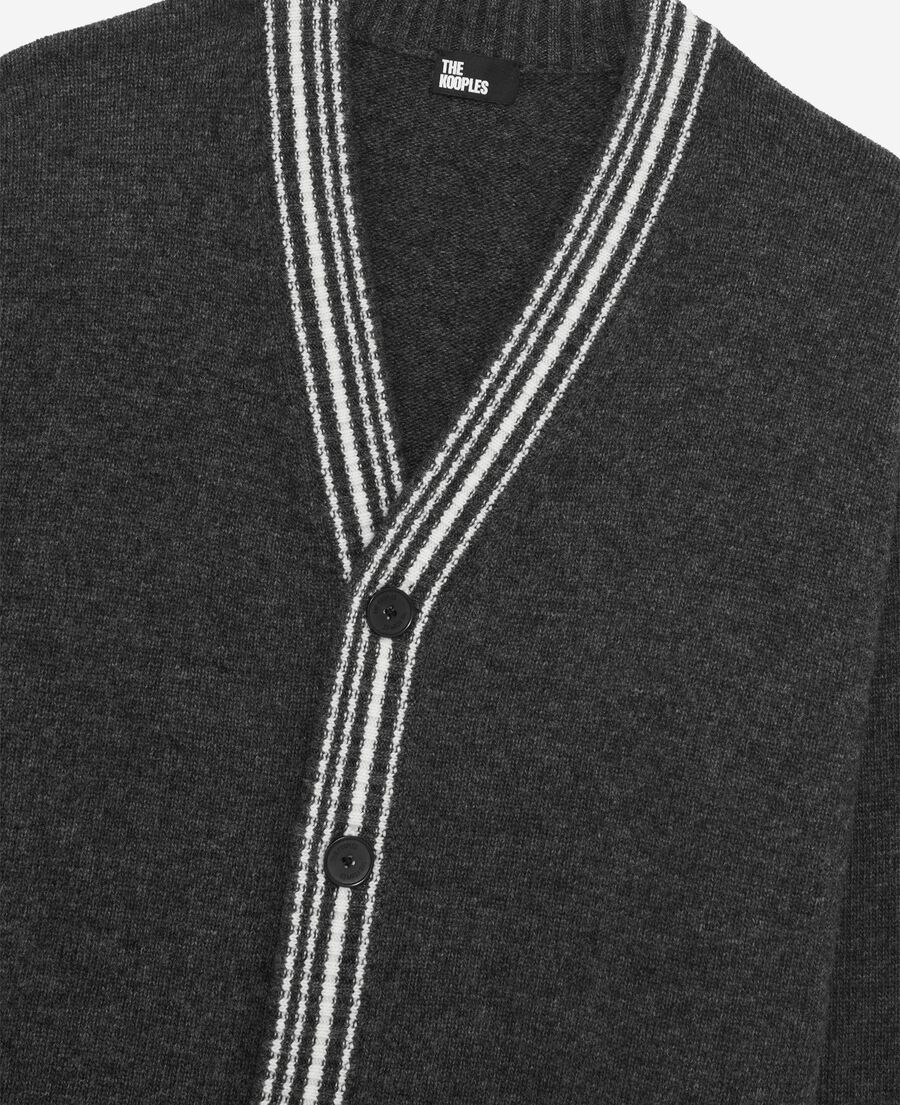 The Kooples H GREY wool cardigan with contrasting grey stripes
