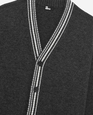 The Kooples H GREY wool cardigan with contrasting grey stripes