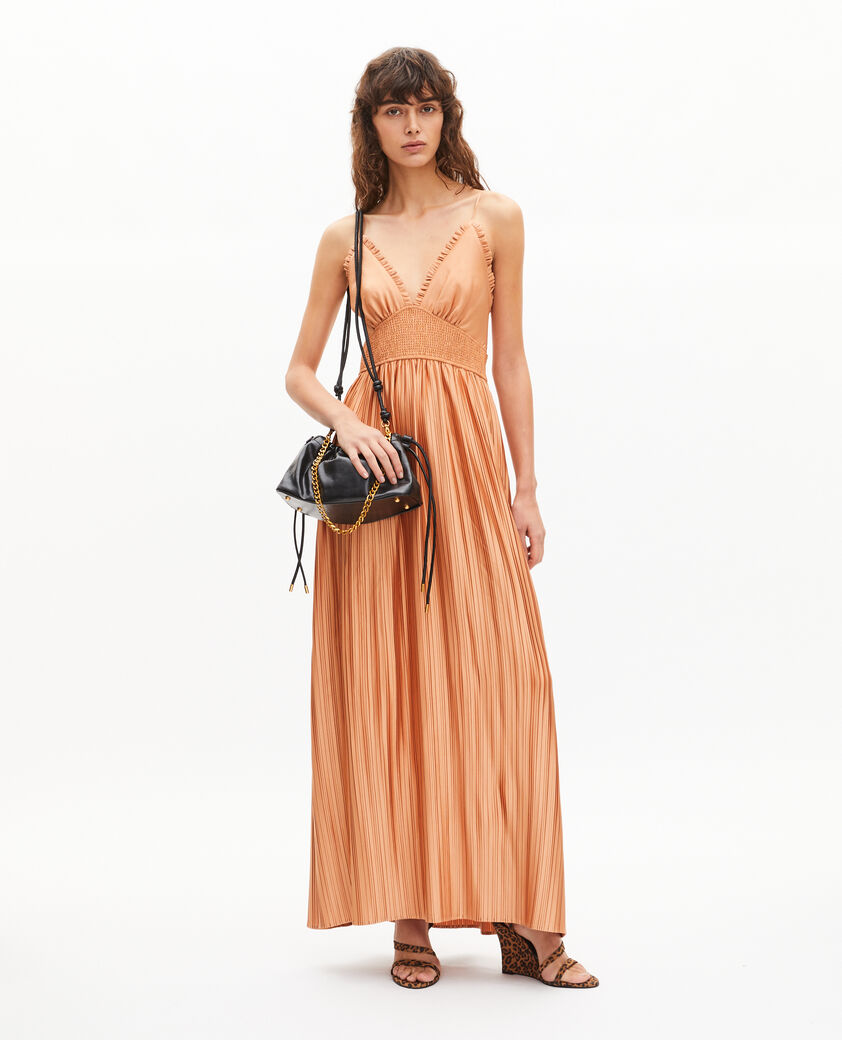 The Kooples WOMEN CAMEL light orange pleated maxi dress
