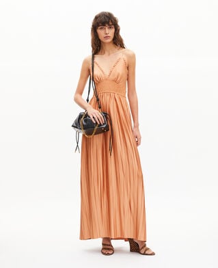 The Kooples F CAMEL light orange pleated maxi dress
