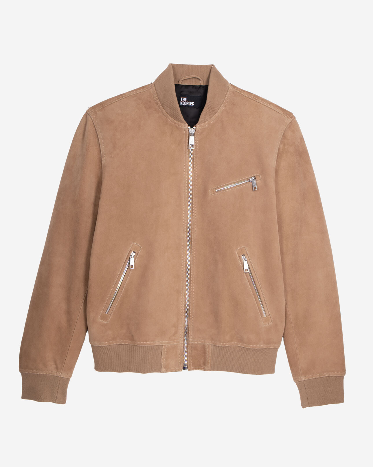 The Kooples HOMME BEIGE blouson avec zip en cuir suède beige