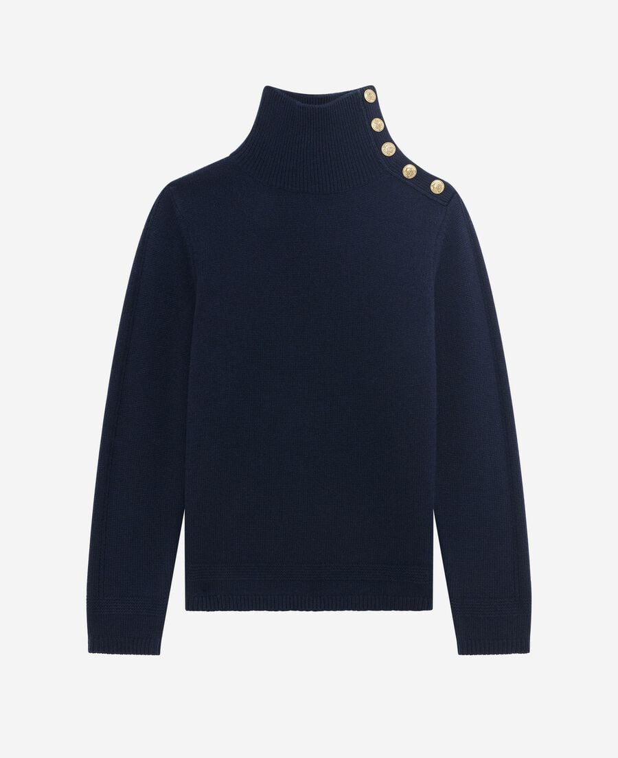 The Kooples WOMEN NAVY navy wool stand-up collar sweater