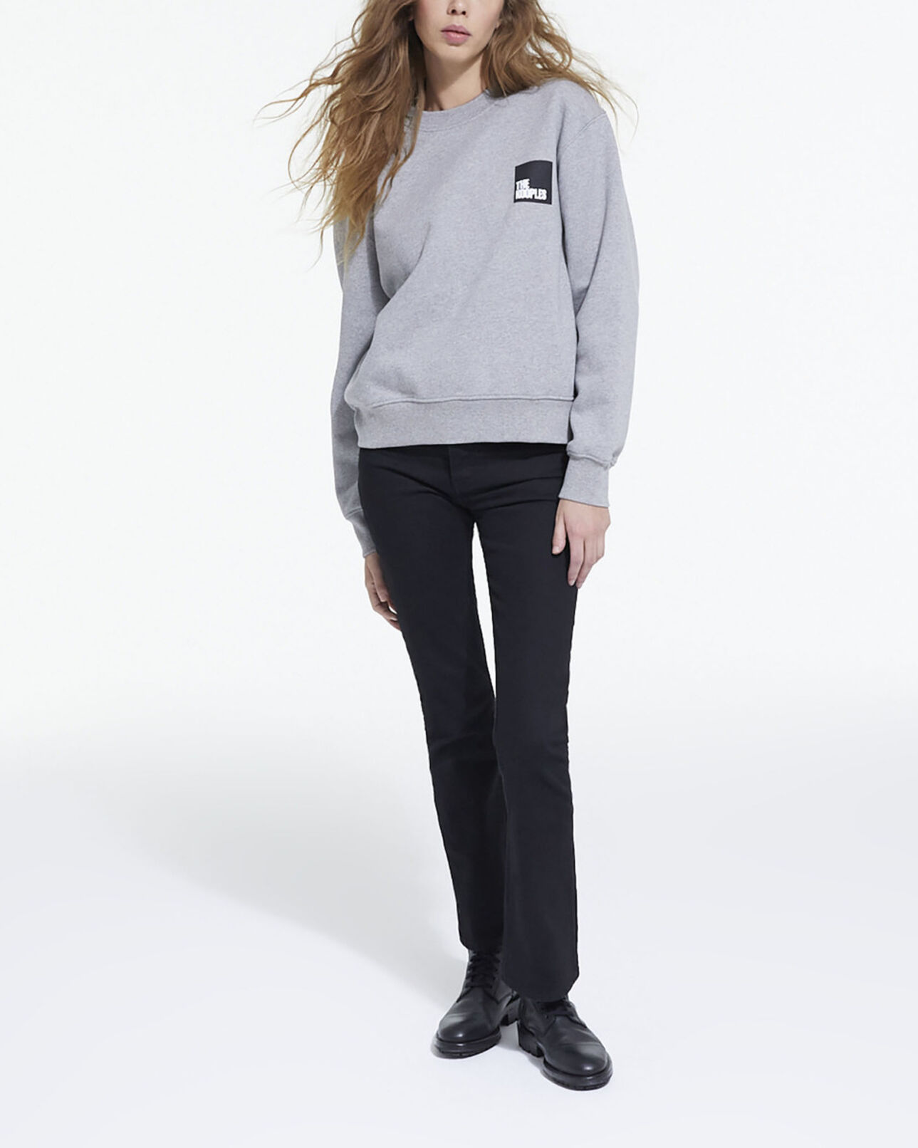 The Kooples FEMME GREY MELANGE sweat à logo gris
