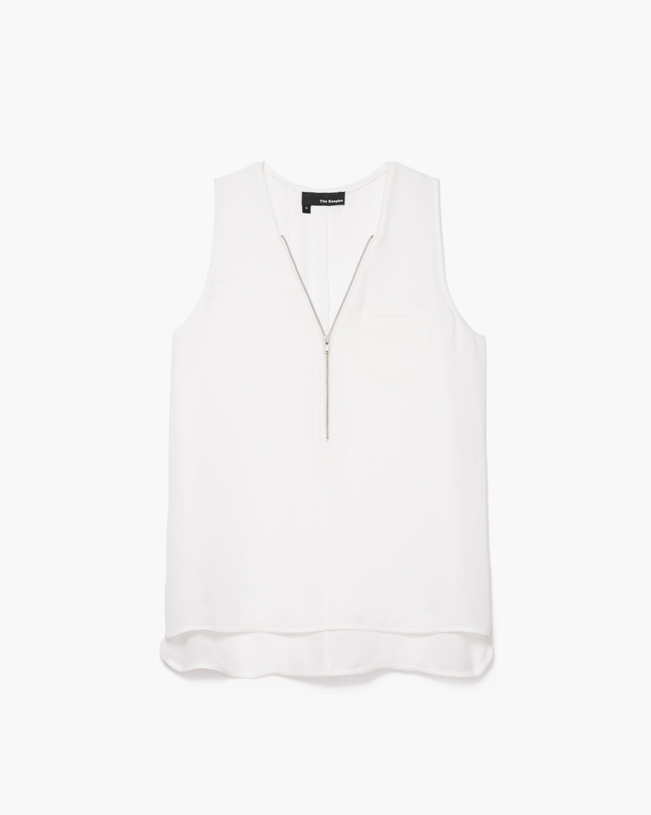 The Kooples FEMME WHITE débardeur décolleté zippé en soie