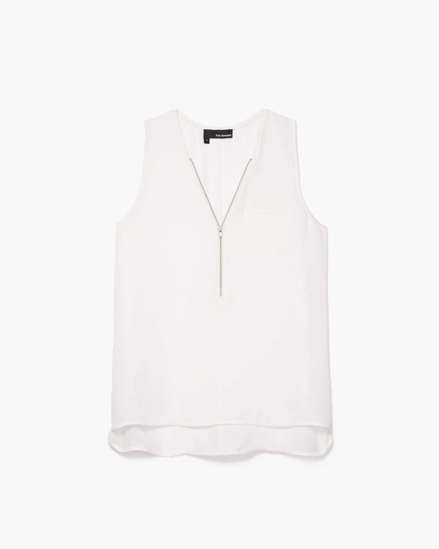 Débardeur décolleté zippé en soie, WHITE, hi-res image number null