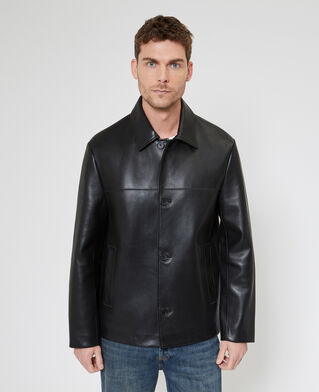 The Kooples H BLACK black leather button-down jacket