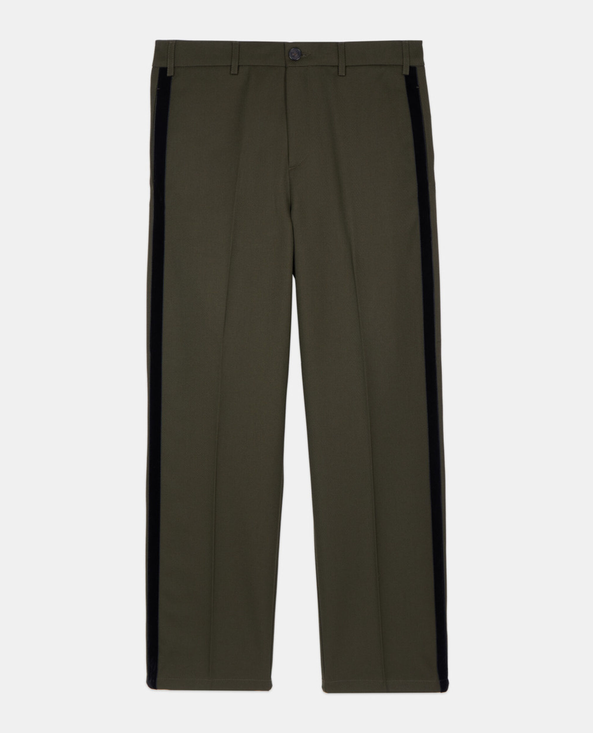 Khaki wool blend wide-leg trousers, KAKI, hi-res image number null