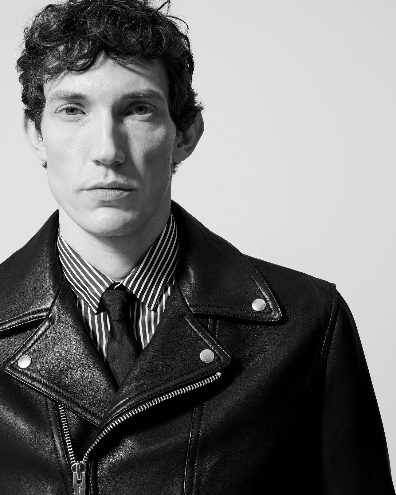 The Kooples MEN BLACK black rock-style leather jacket w/elbow pads