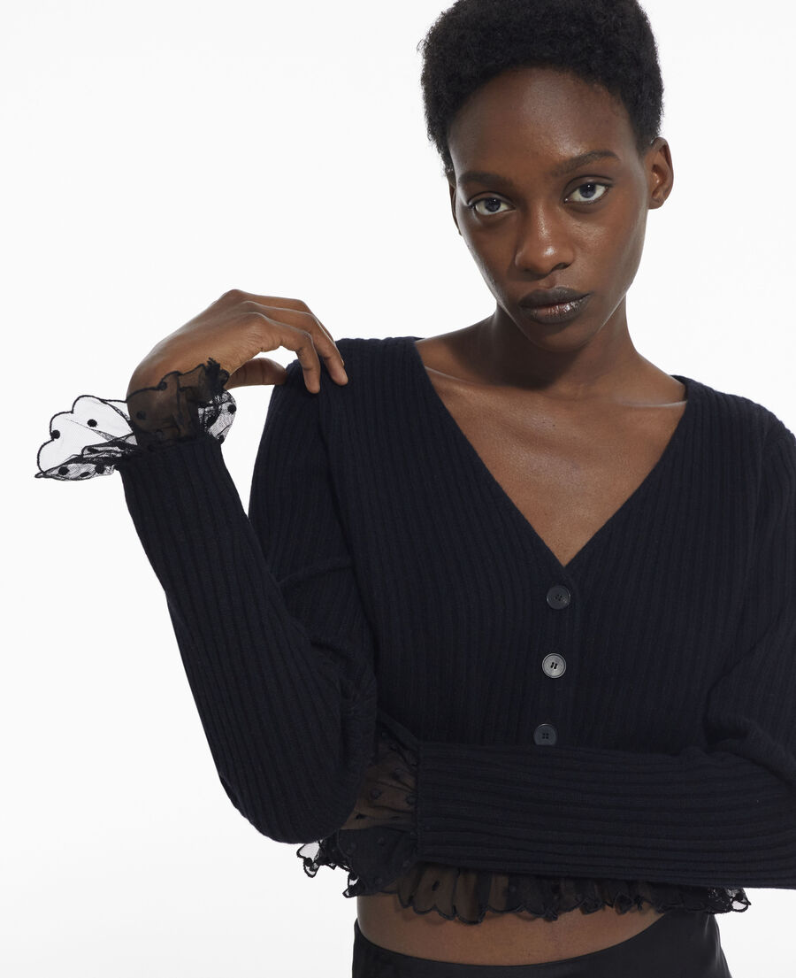 fine black wool cardigan