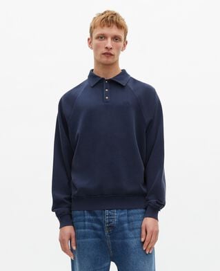 The Kooples MEN DARK NAVY navy blue polo neck sweatshirt