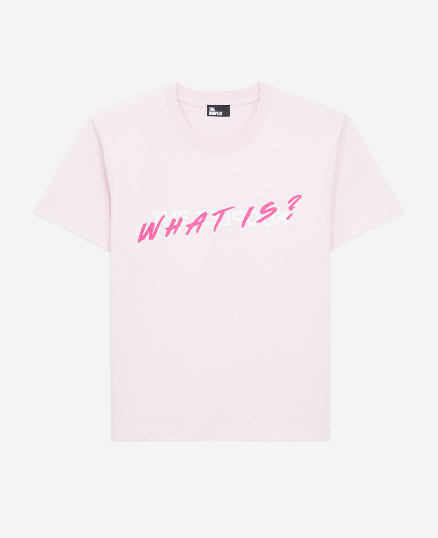 rosa t-shirt damen mit „what is“-schriftzug