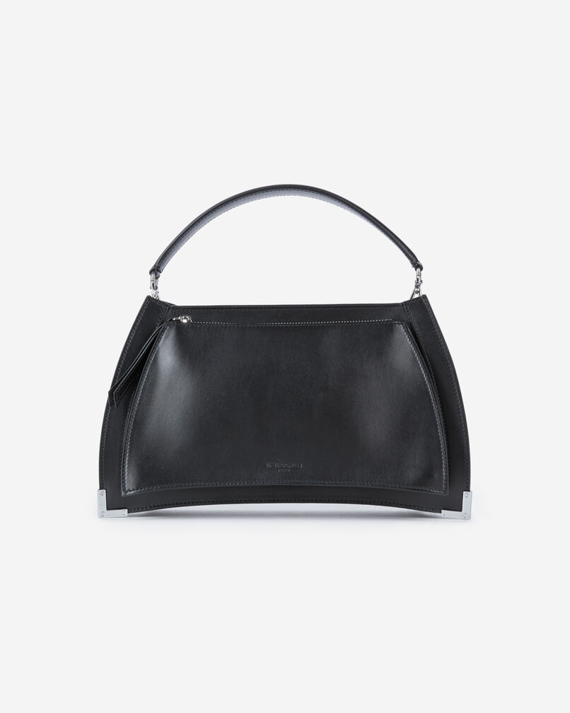The Kooples WOMEN BLACK black leather trapeze bag