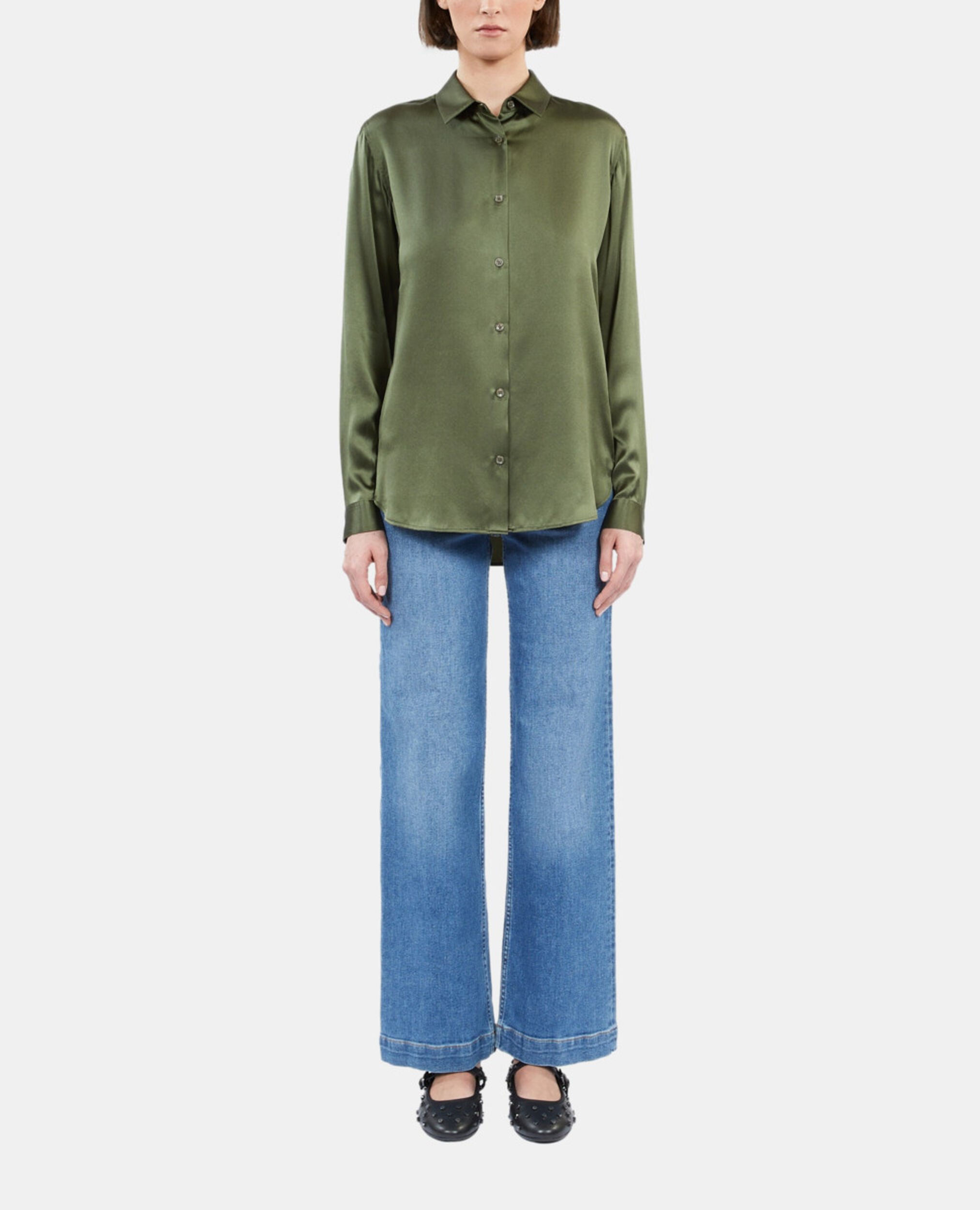 Khaki silk shirt, KAKI, hi-res image number null