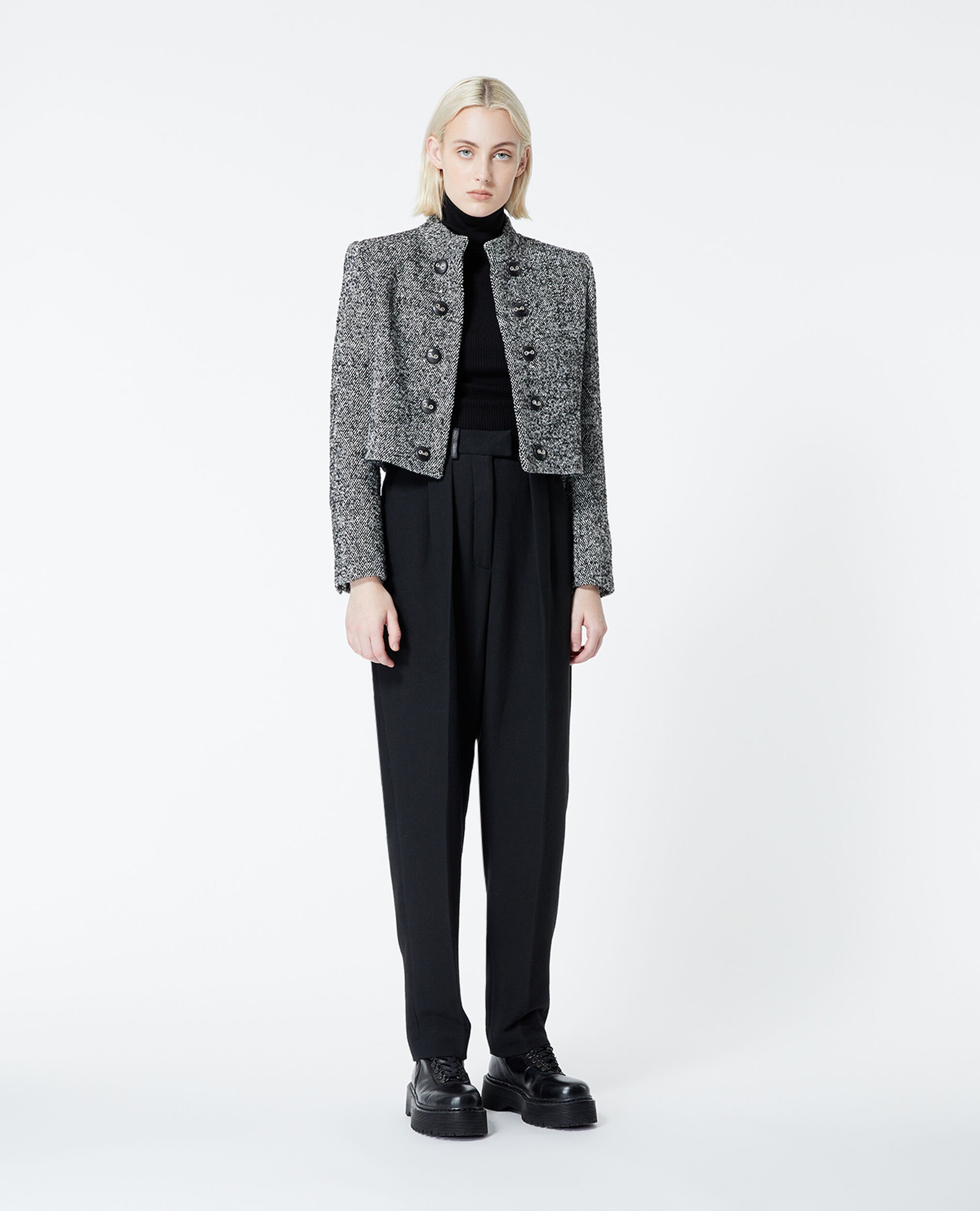 Flecked black and white wool jacket The Kooples