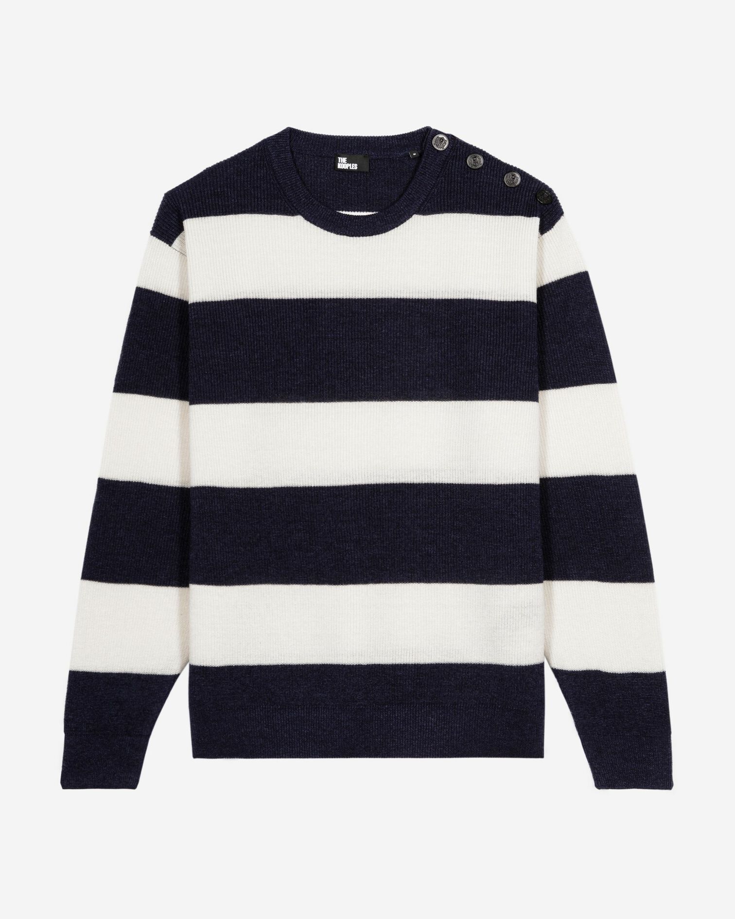Navy stripe wool and linen sweater, ECRU NAVY, hi-res image number null
