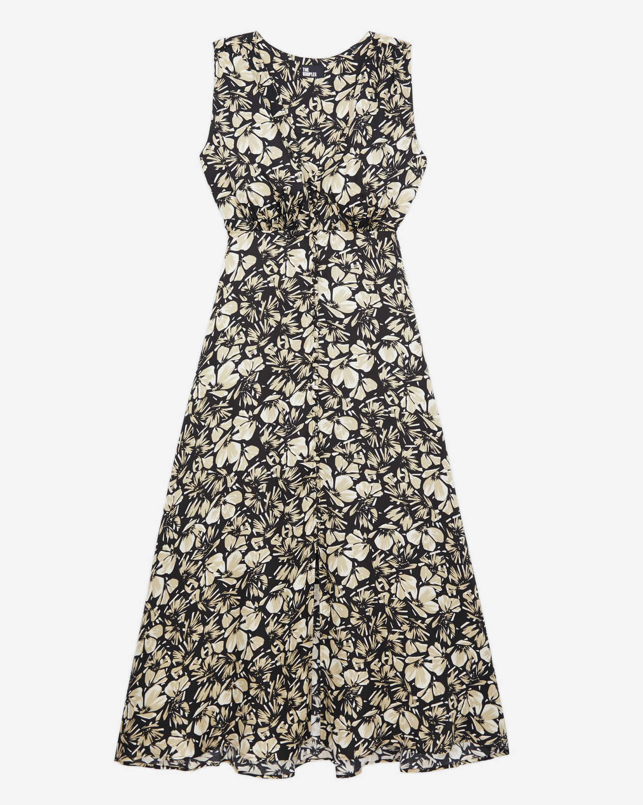 The Kooples MUJER BLACK BROWN vestido largo estampado sin mangas