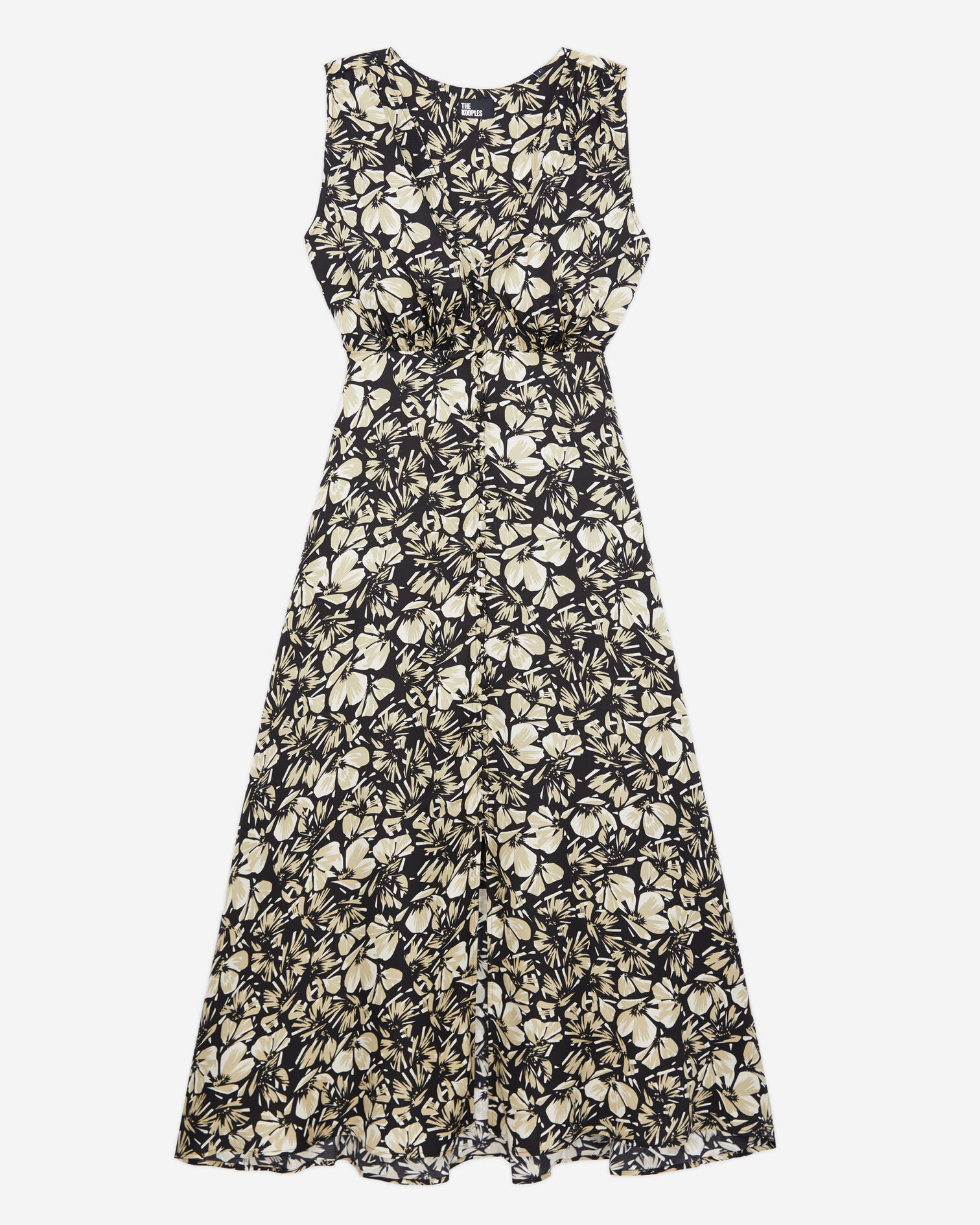 Vestido largo estampado sin mangas, BLACK BROWN, hi-res image number null