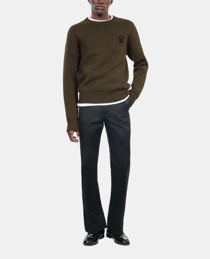 The Kooples HOMME OLIVE NIGHT pull en laine kaki
