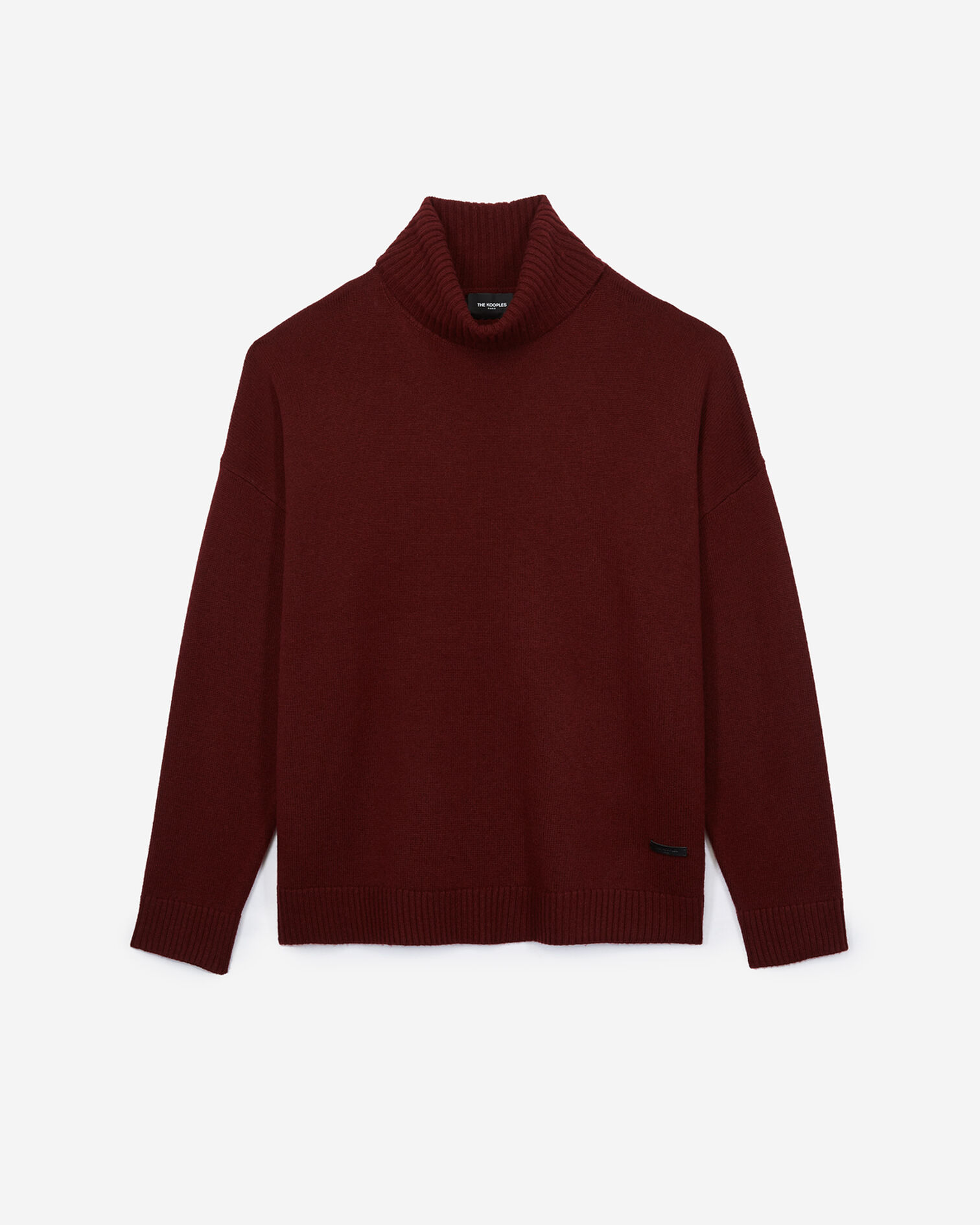 Burgundy wool and cashmere turtleneck jumper, BURGUNDY, hi-res image number null