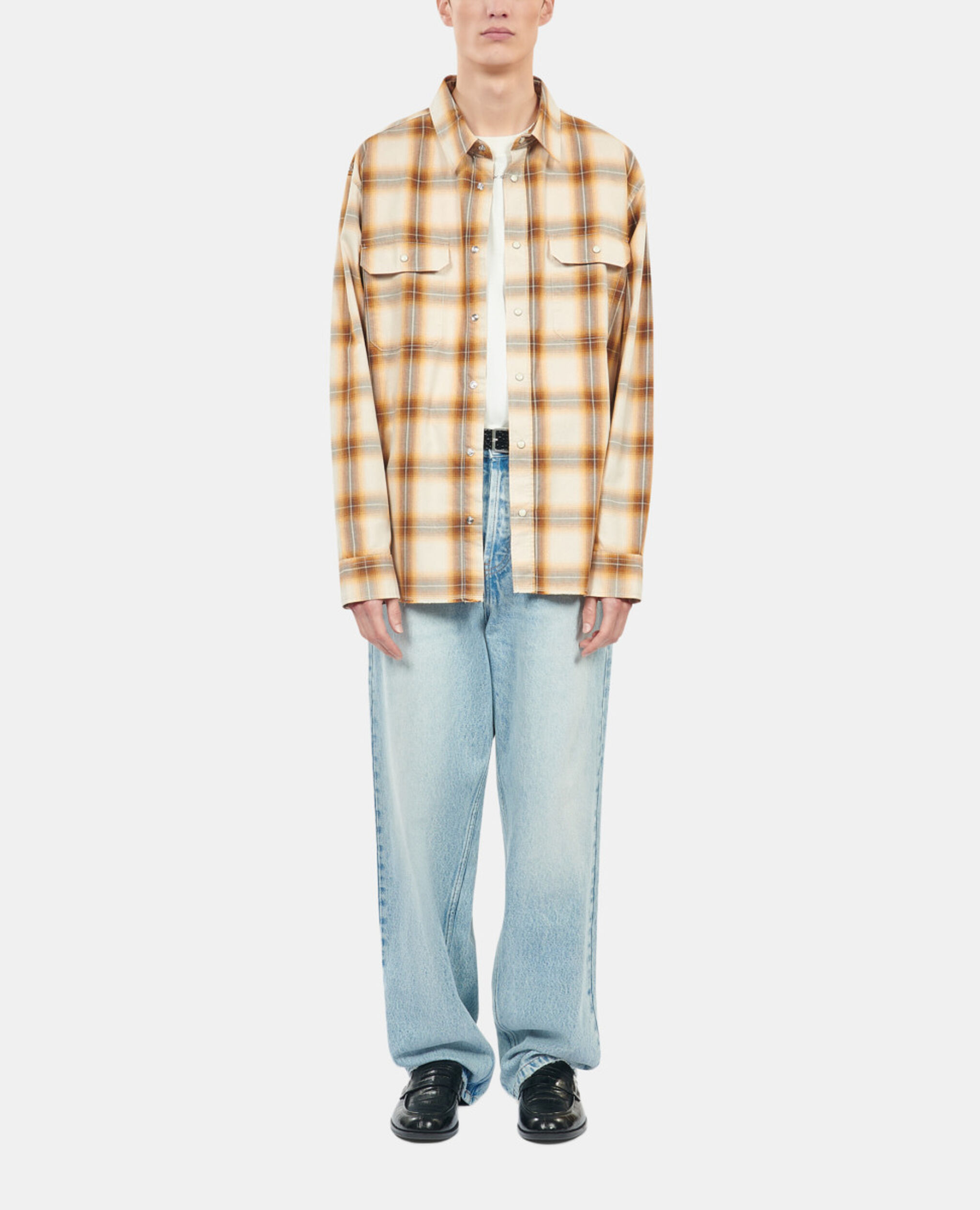 Checked shirt, BROWN-BEIGE, hi-res image number null