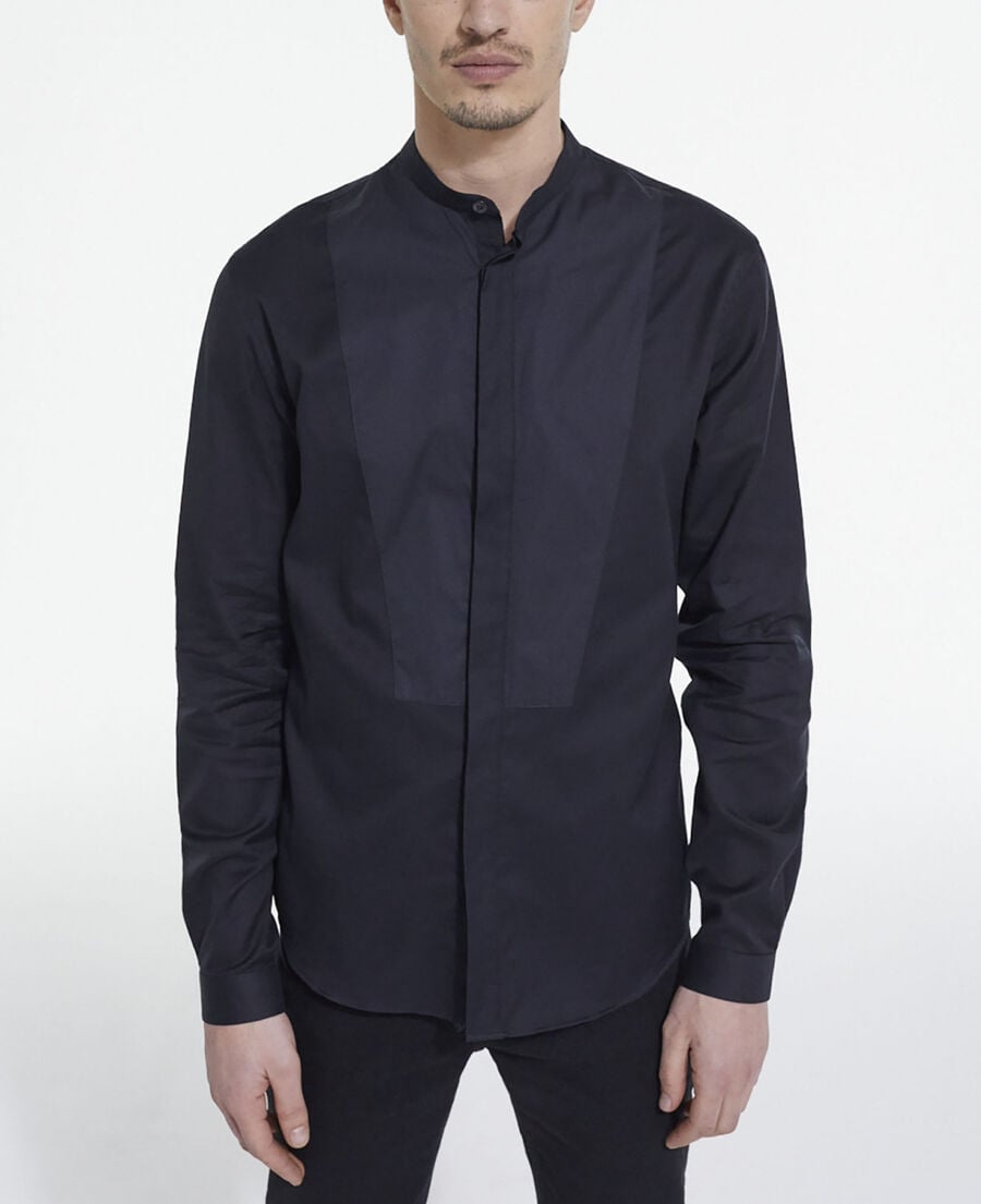 The Kooples H BLACK black cotton shirt with officer collar