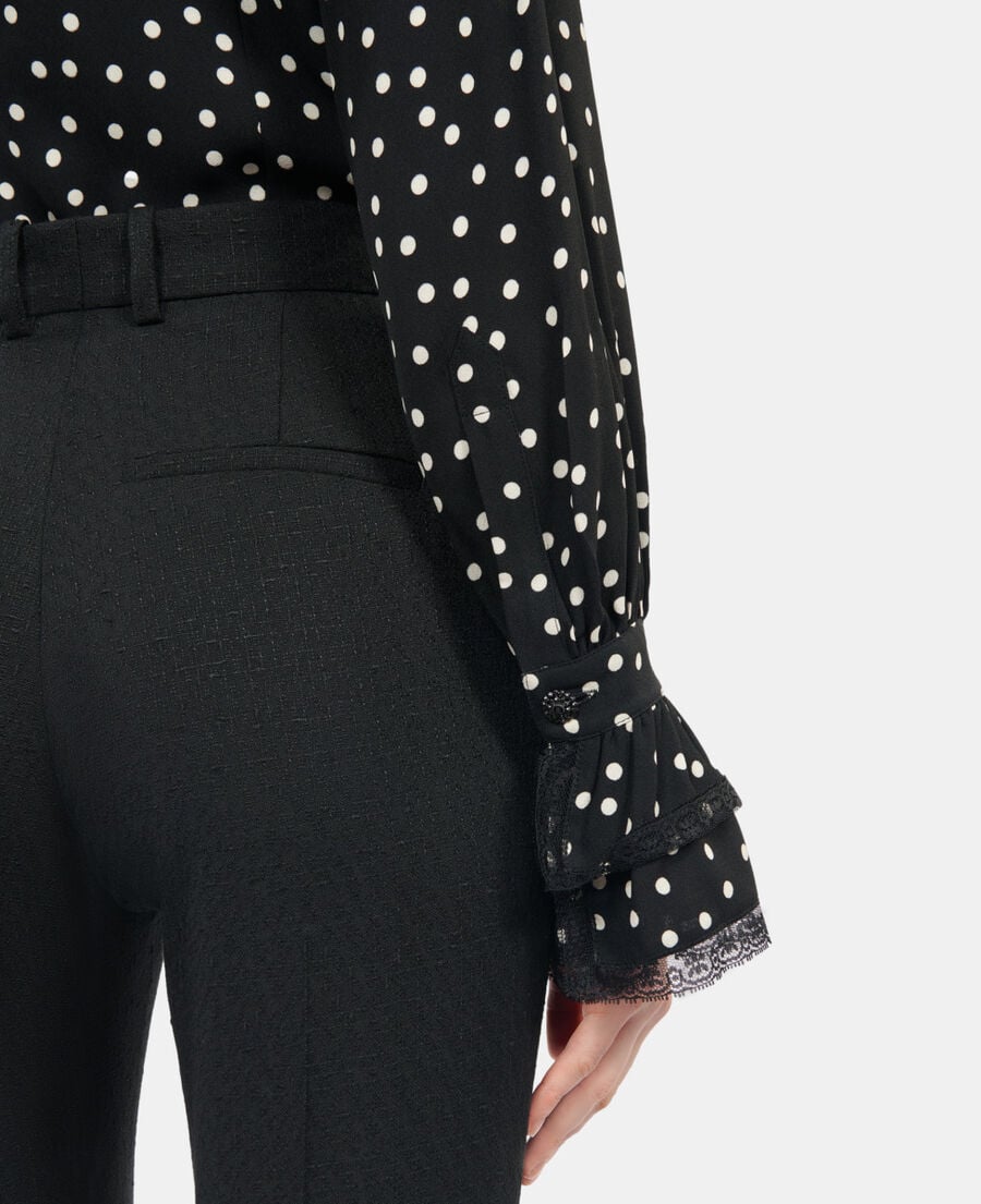 The Kooples FEMME BLACK pantalon tailleur en laine m&eacute;lang&eacute;e noir