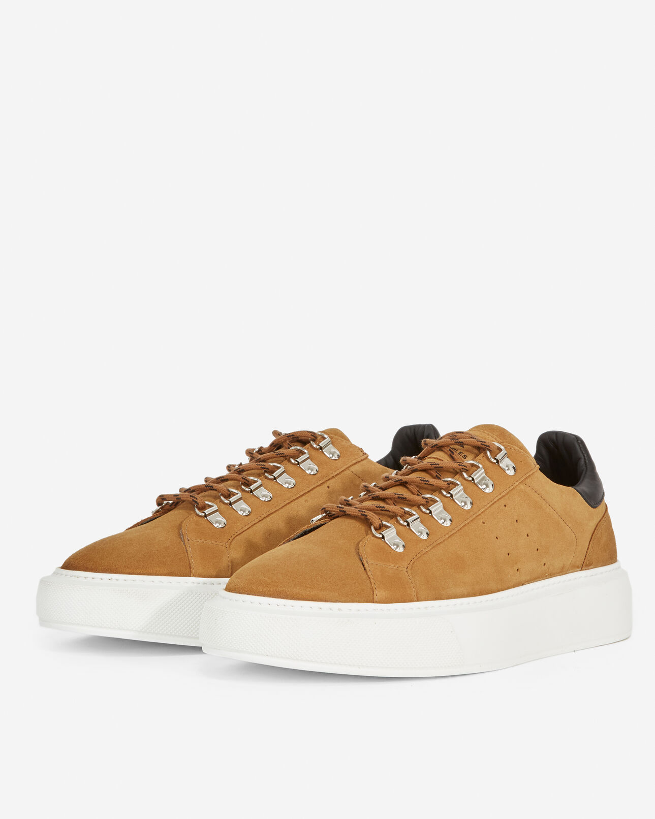 The Kooples HERREN BROWN turnschuhe camelfarben wildleder metall-ösen