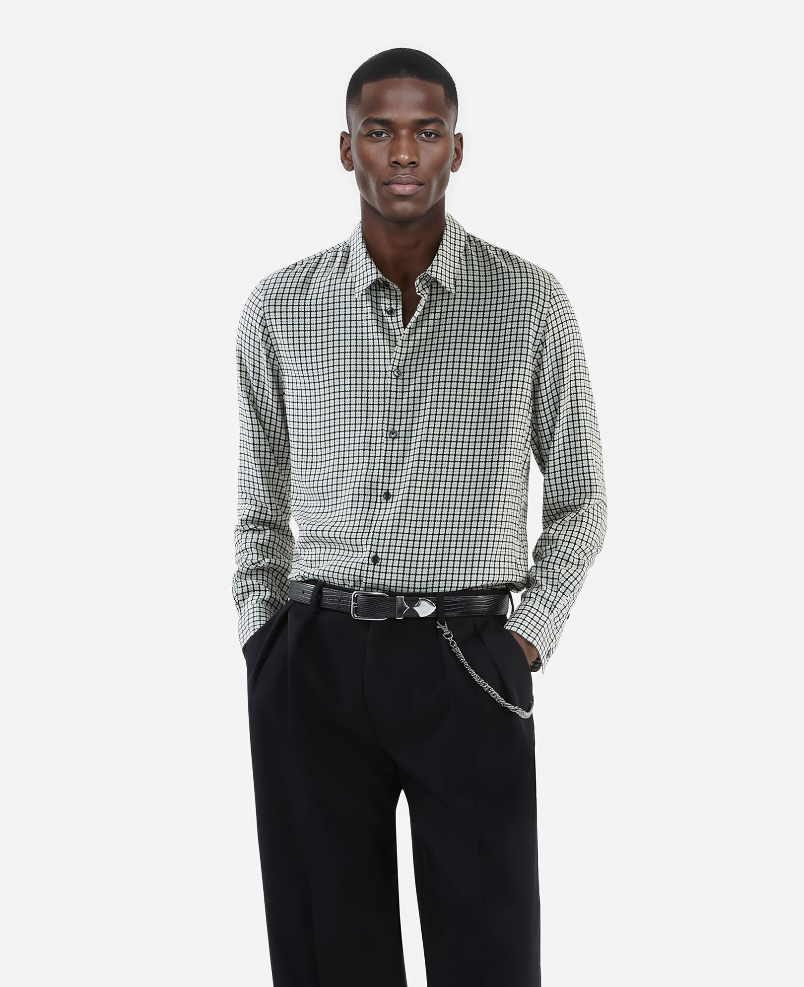 The Kooples MEN BLACK WHITE floral print shirt