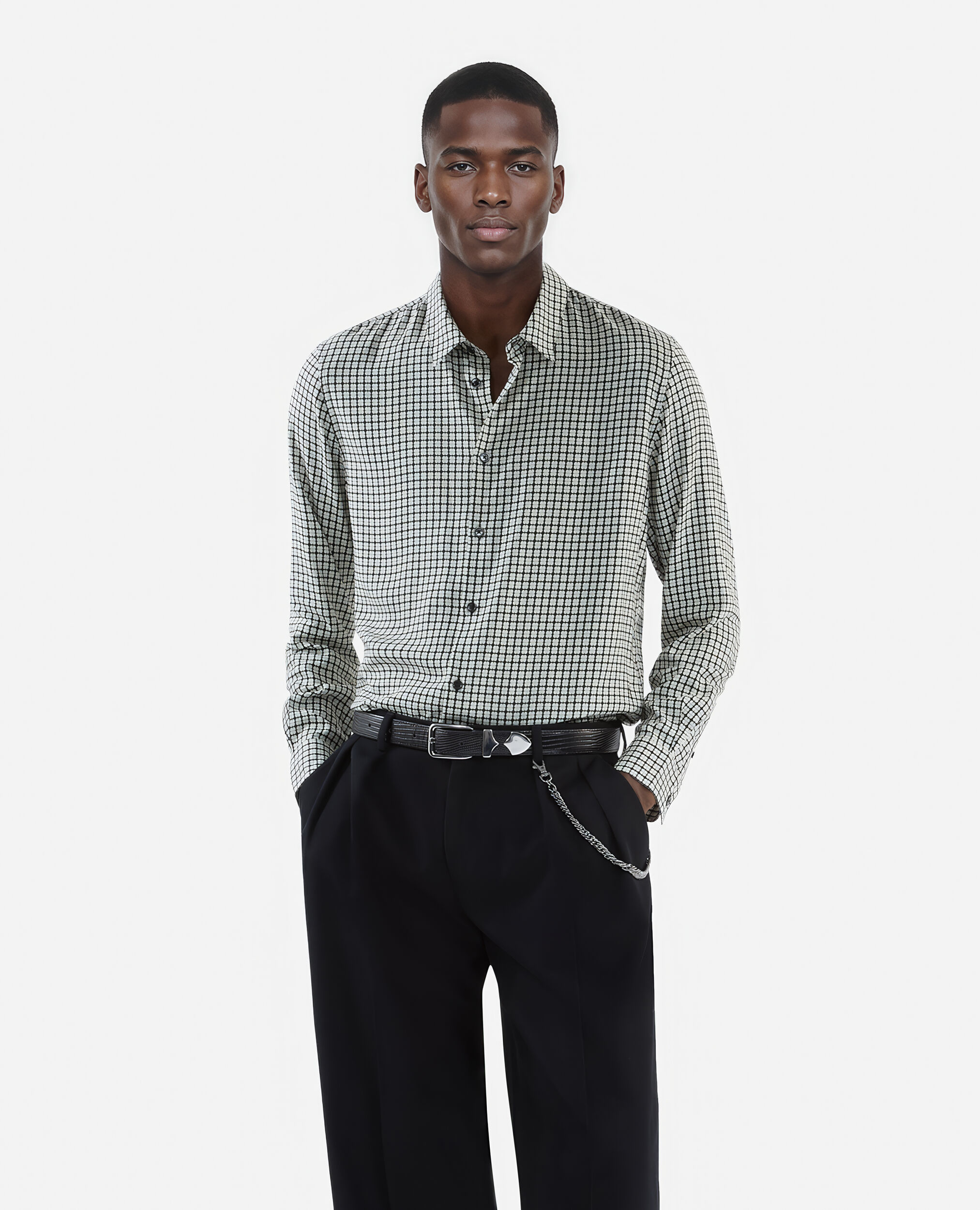 Floral print shirt, BLACK WHITE, hi-res image number null