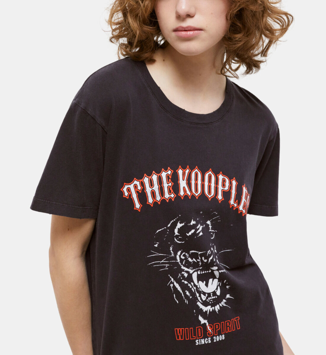 Women s black screen print t shirt