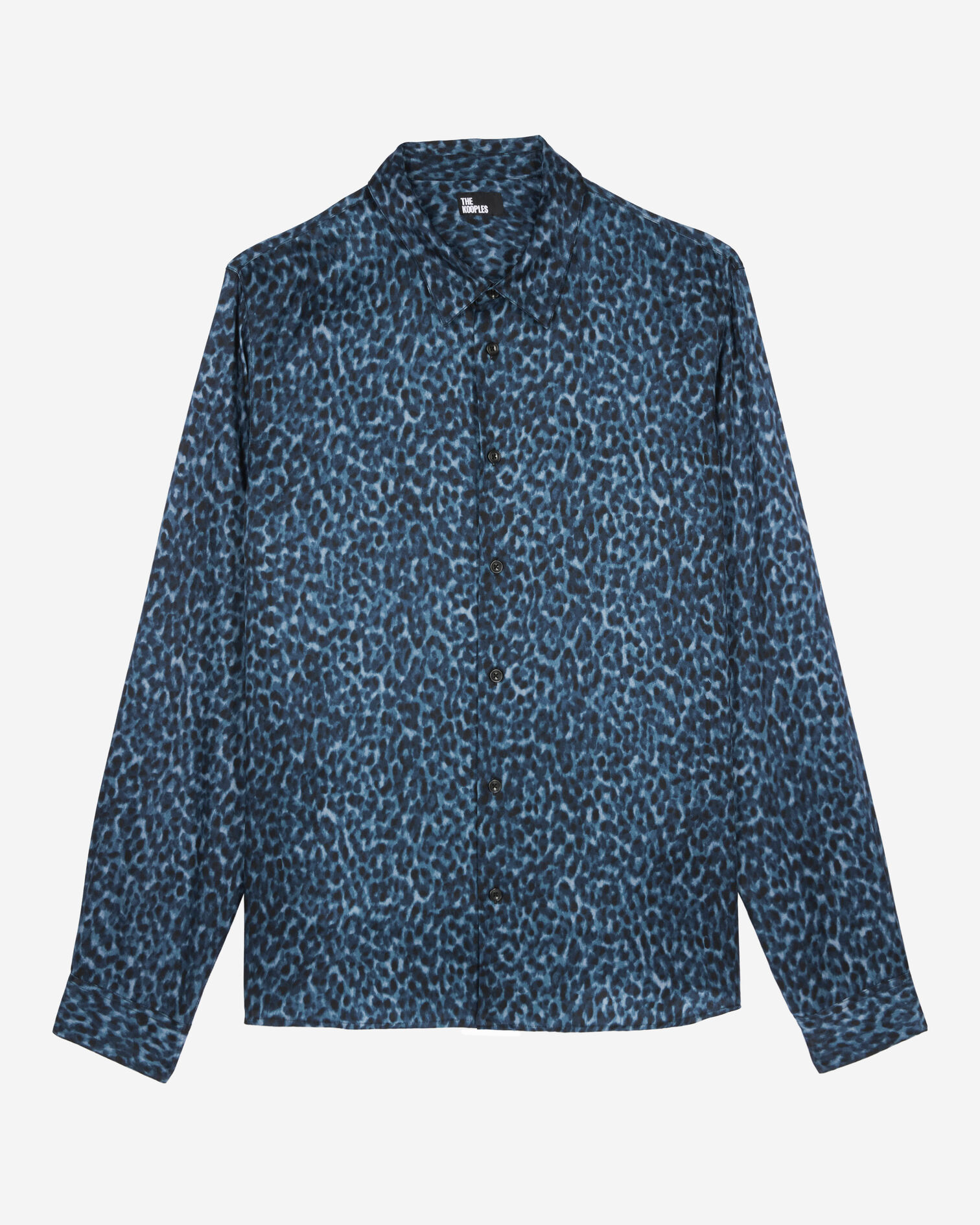 Leopard print silk blend shirt , BLUE, hi-res image number null
