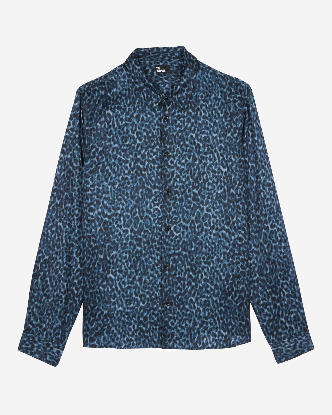 The Kooples HOMME BLUE chemise en soie mélangée imprimé léopard