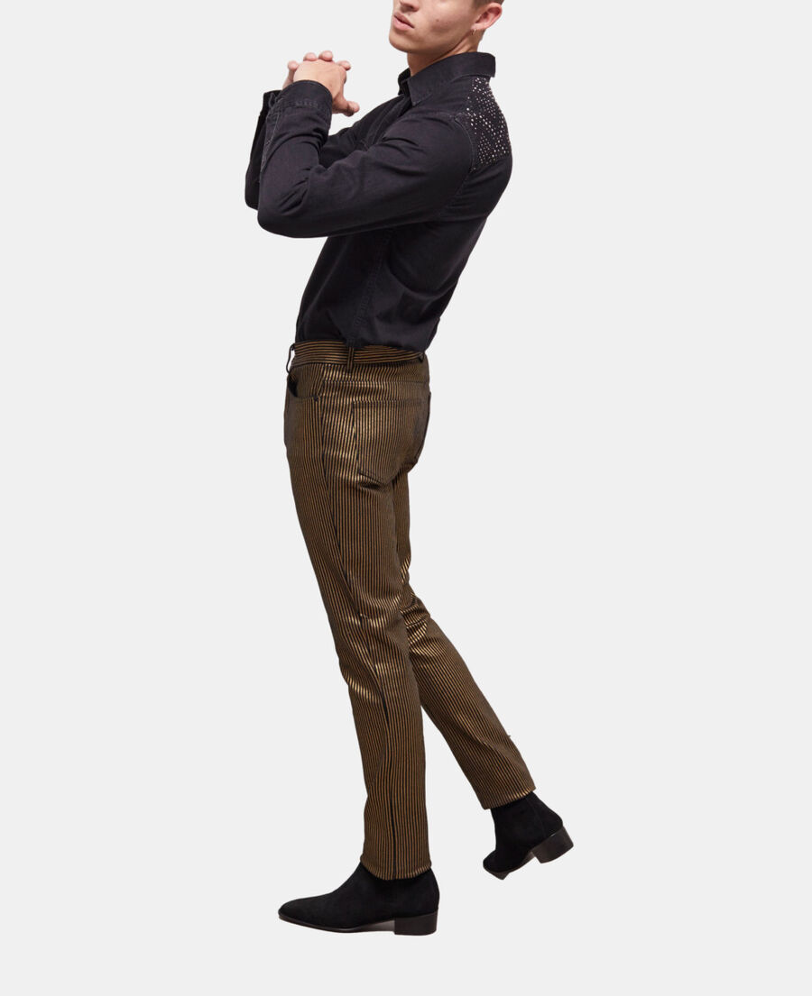 The Kooples MEN BLACK / GOLD slim-fit jeans with gold stripes