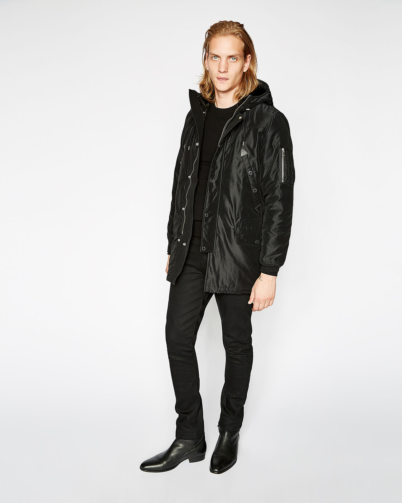 The Kooples MEN BLACK mid-length black parka