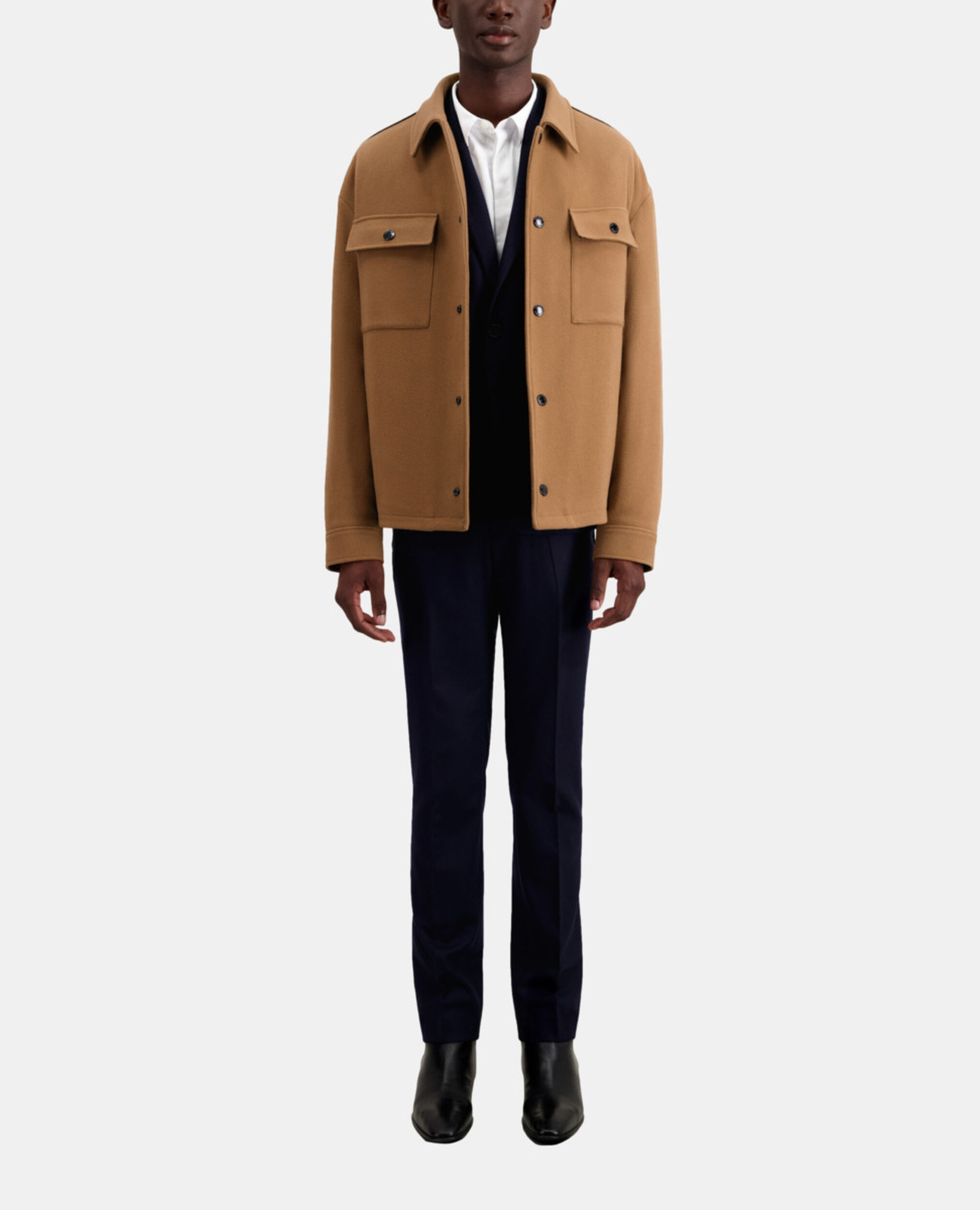 Camel wool-blend overshirt jacket, CAMEL, hi-res image number null