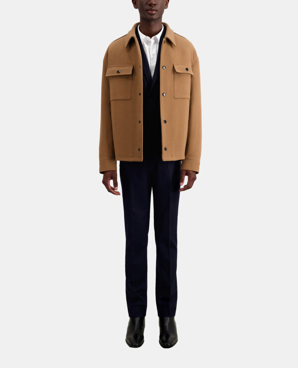 camel wool-blend overshirt jacket