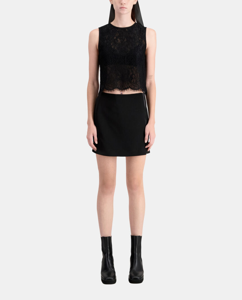 The Kooples FEMME BLACK top court noir en dentelle
