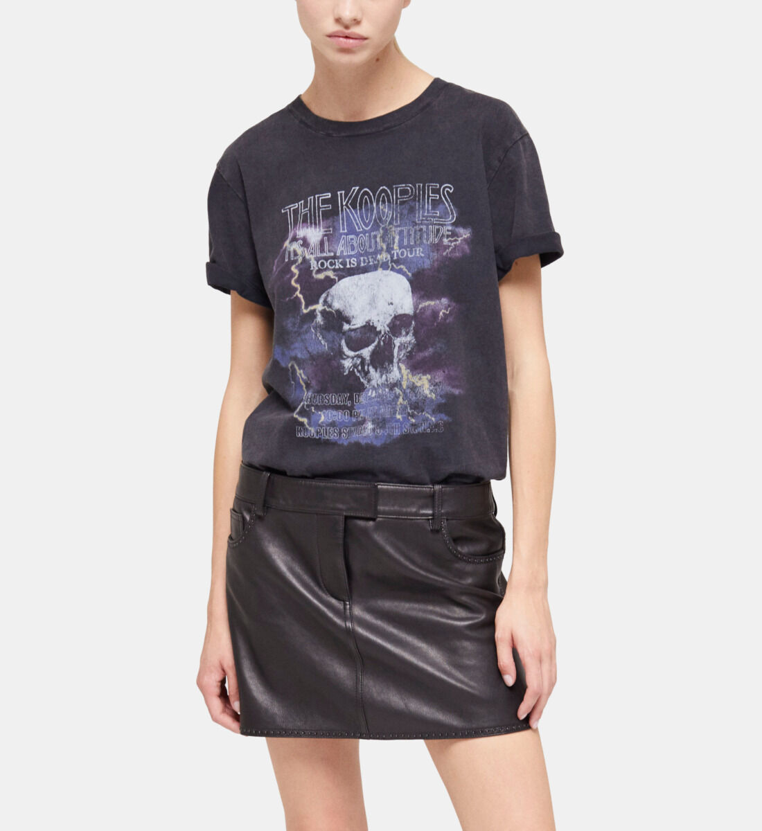 Black leather skirt with studs