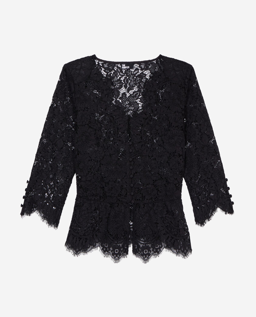 The Kooples FEMME BLACK top en dentelle noir