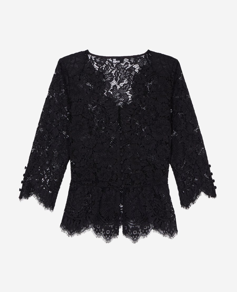 The Kooples FEMME BLACK top en dentelle noir