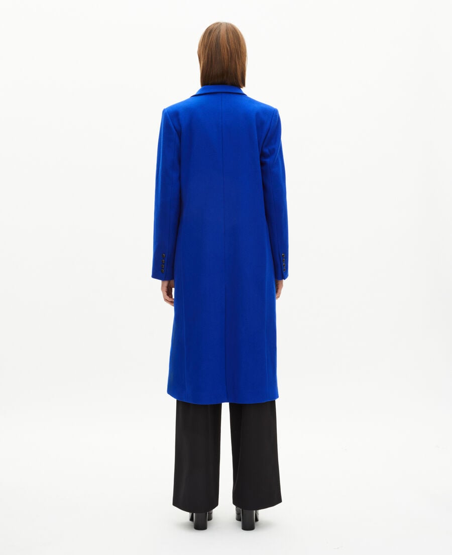 The Kooples WOMEN ROYAL BLUE long electric blue wool double-breasted coat