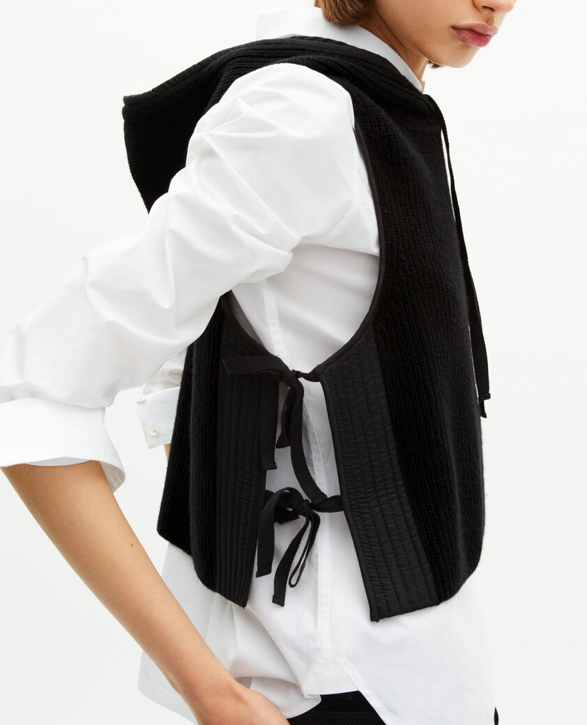 The Kooples F BLACK sleeveless sweater in black wool and cotton